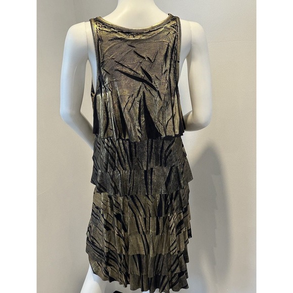 Michael Kors Dress Medium Gold Metallic Style Ruffle Mini Size S Small - Picture 12 of 16